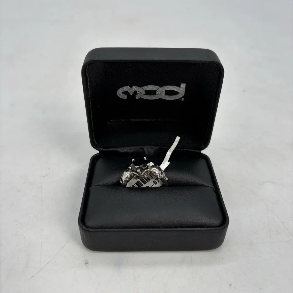HARLEY DAVIDSON MOD Ring Size 7 Women's Skull Black Stone Jewel HDR0378 New